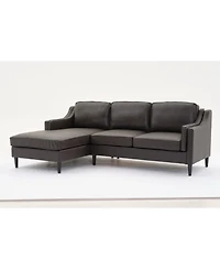 Streamdale 94.5 inch modern style L-shaped genuine leather sofa with chaise lounge, Left Chaise, Espresso