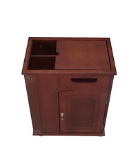 Streamdale Powered End Table with Charging Station, Nightstand with Storage, Wheels, Red