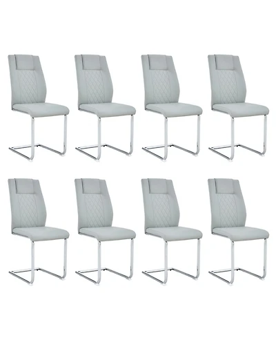 Modern Faux Leather Dining Chairs with Metal Legs Set of 8