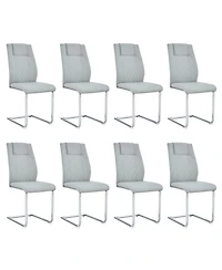Modern Faux Leather Dining Chairs with Metal Legs Set of 8
