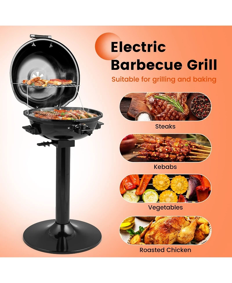 1600W Electric Bbq Grill with Removable Non-Stick Warming Rack