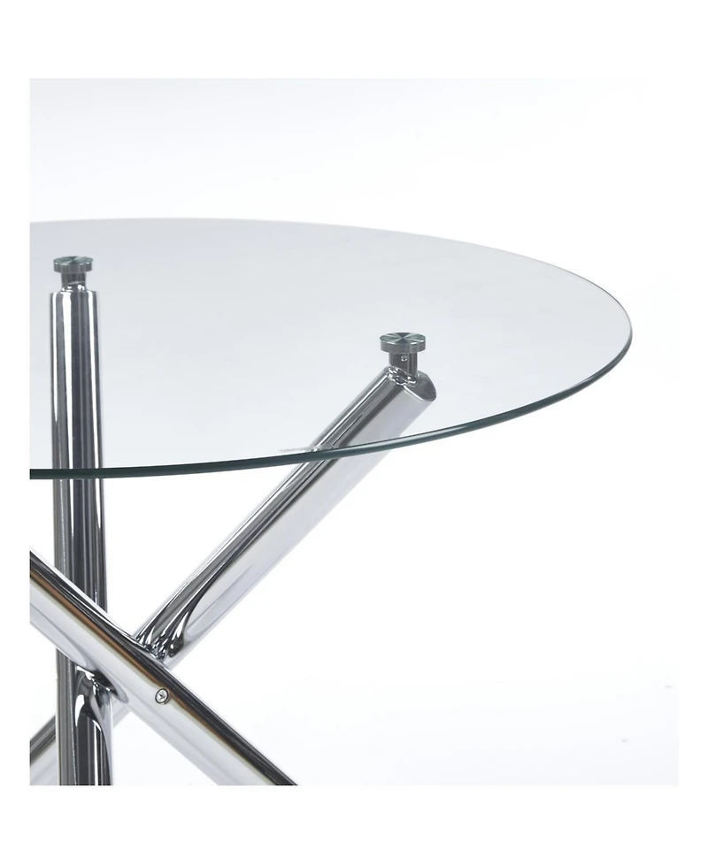 Streamdale Round Glass Dining Table Chrome Leg