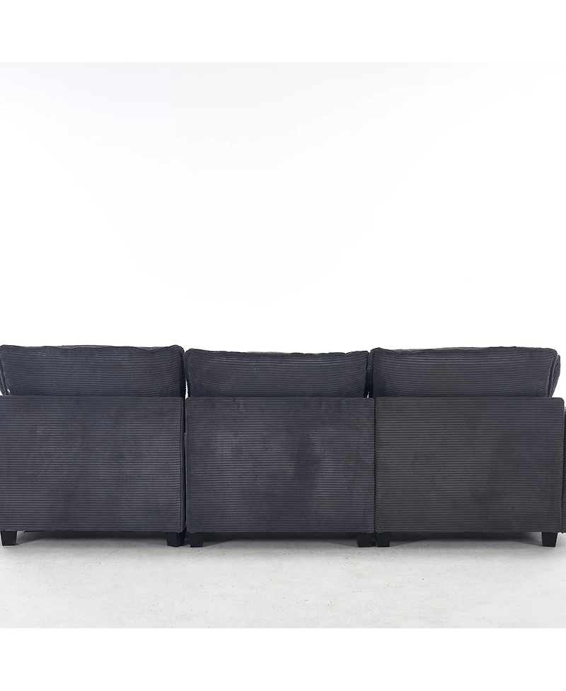 Streamdale Modular Velvet U-Shaped Sofa with Ottoman & Pillows