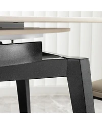 Streamdale 33.5" to 51.2" Extendable Sintered Stone Material Round White Dining Table