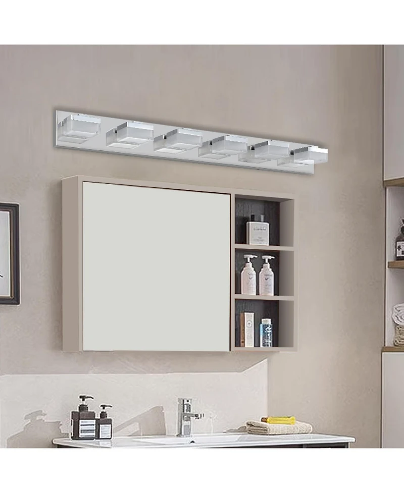 Streamdale Modern 6-Light Chrome Led Vanity Mirror Light Fixture For Bathrooms And Makeup Tables