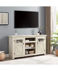Streamdale Furniture Farmhouse Tv Stand, 60" Modern Entertainment Console with 2 Doors, White