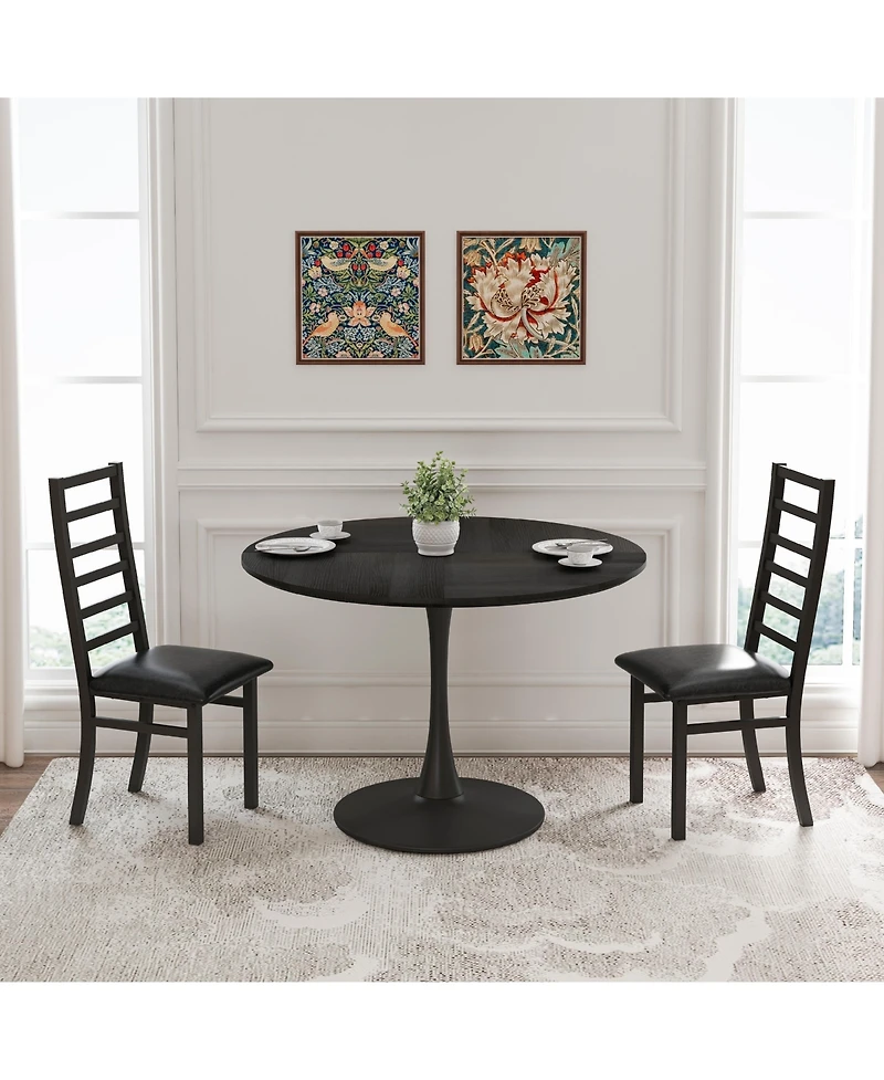 Streamdale Modern Metal Dining Chairs, Set of 2 (Black)