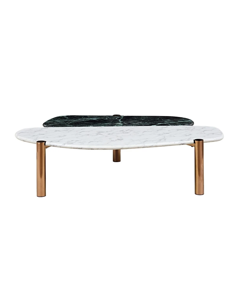 Streamdale Faux Marble Coffee Tables Accent Tea Tables with Gold Metal Foot for Living Room Home Office