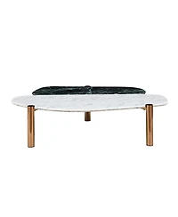 Streamdale Faux Marble Coffee Tables Accent Tea Tables with Gold Metal Foot for Living Room Home Office