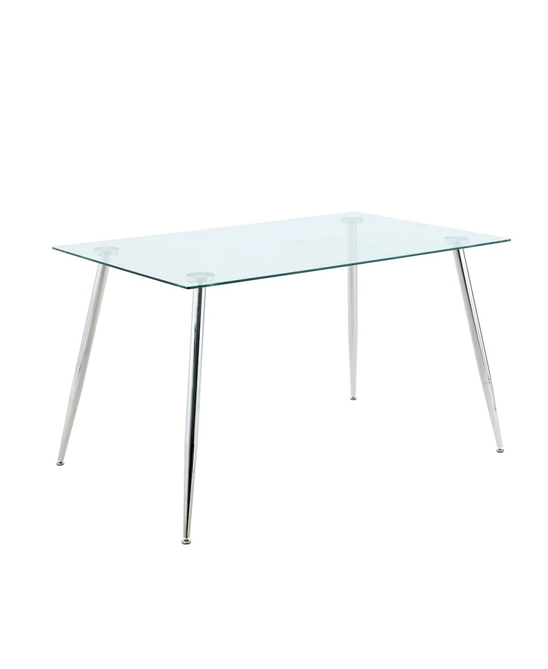 Modern Glass Dining Set with 7 Gray Pu Chairs