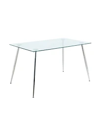 Modern Glass Dining Set with 7 Gray Pu Chairs
