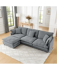 Streamdale Modern L-Shaped Sectional Sofa with Ottoman (Grey)