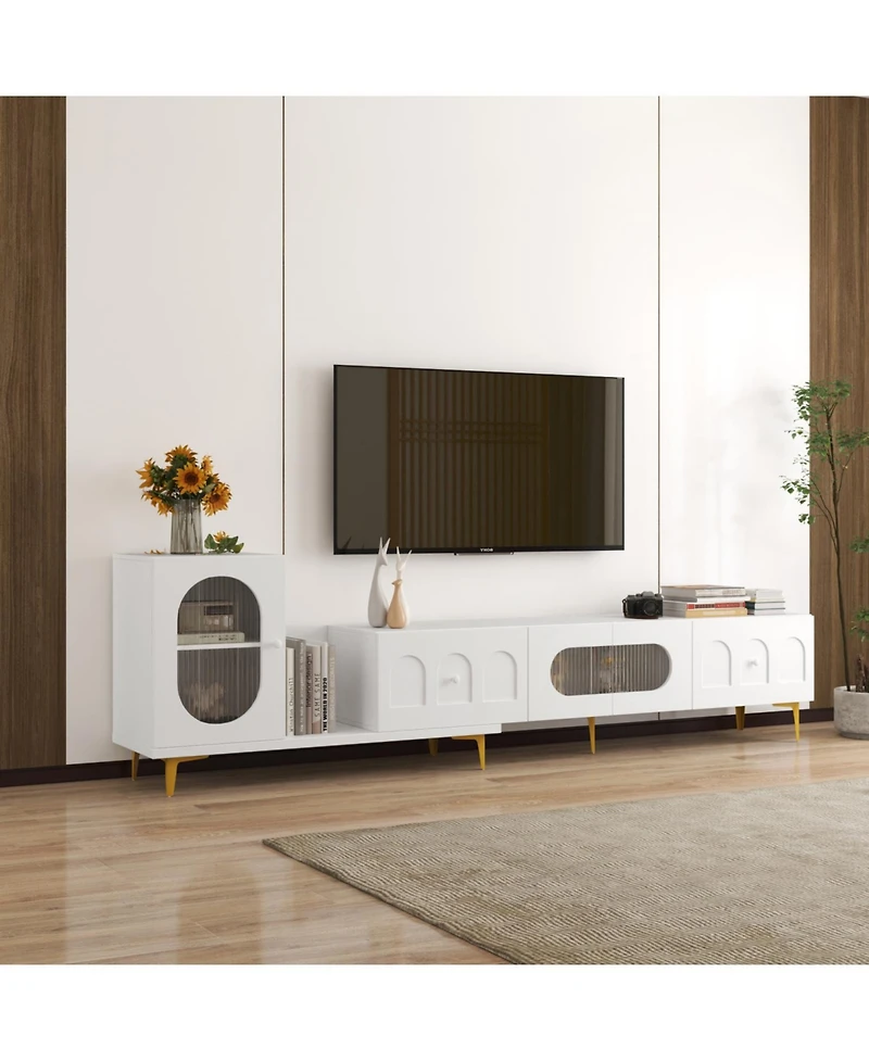 Streamdale Wood Extendable Tv Stand Rectangle Entertainment Center,Media Tv Console for Living Room Bedroom