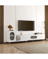 Streamdale Wood Extendable Tv Stand Rectangle Entertainment Center,Media Tv Console for Living Room Bedroom