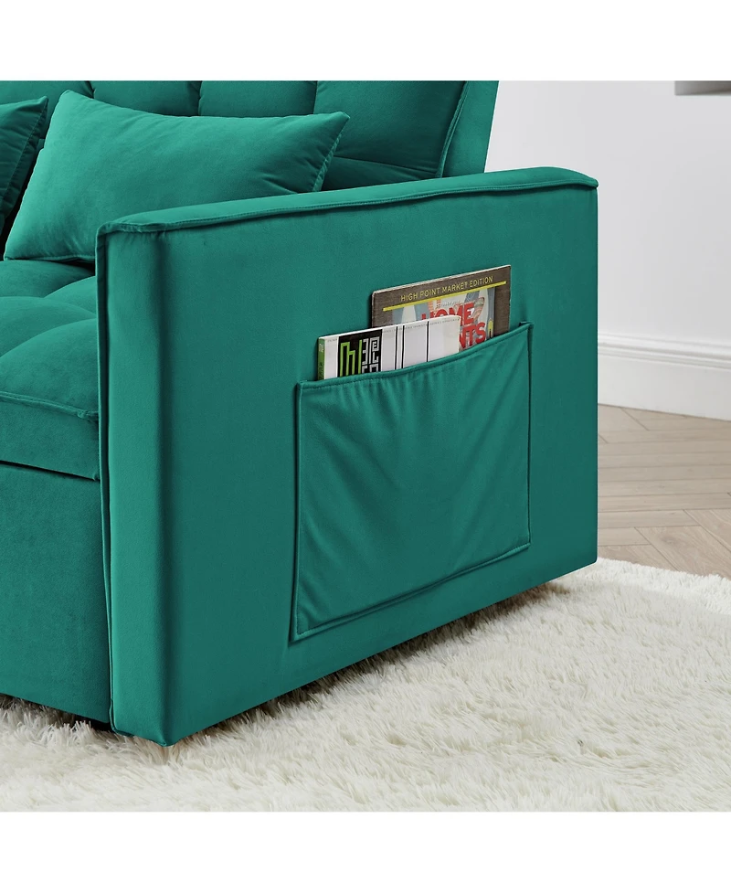 Streamdale 54.33 inch versatile foldable sofa bed in 3 lengths, modern sofa sofa sofa velvet pull-out bed