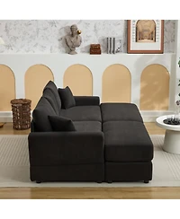 Streamdale Modern Sectional Couch, 2 Pieces Corduroy Couch Cushion Covers, Soft Stretch Sofa Slipcovers with 2pcs Pillows