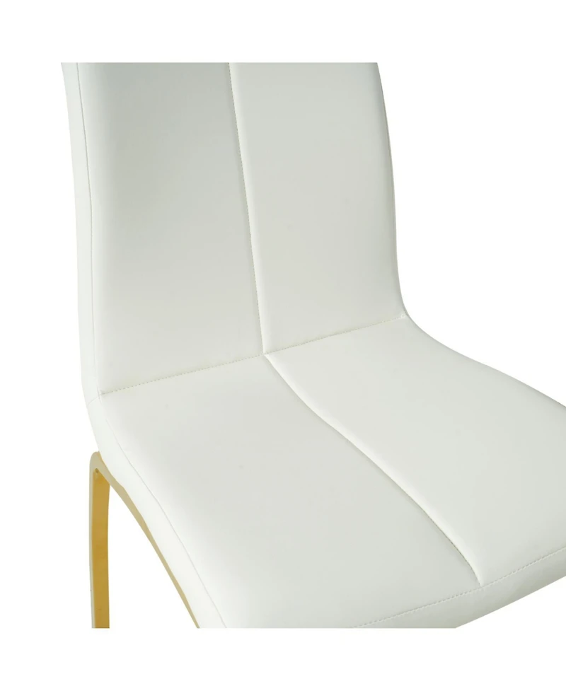 Streamdale Gold-Plated Pu Dining Chair with Upholstered Seat (Set of 4)