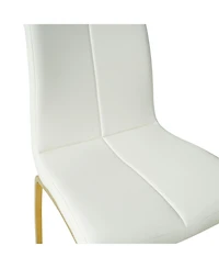 Streamdale Gold-Plated Pu Dining Chair with Upholstered Seat (Set of 4)