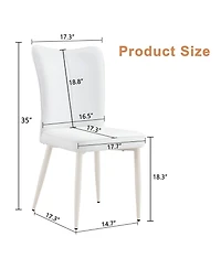 Modern Dining Chairs, White Upholstery and Metal Legs, Cream-Style, 6 Pieces