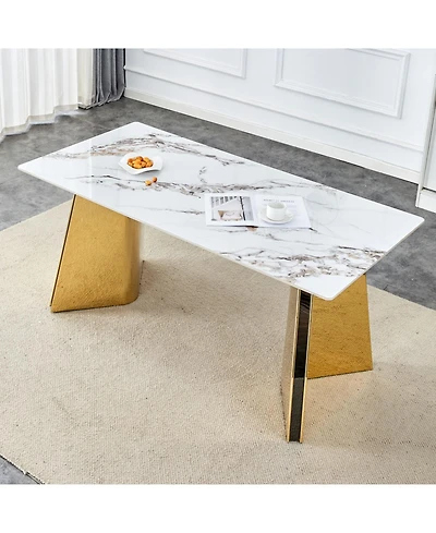 Streamdale Luxurious Cold Jade Slab Dining Table (63"x31.5"x30") with Butterfly Legs