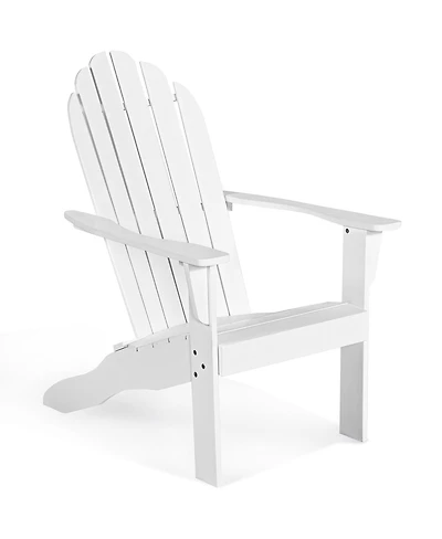 Acacia Wood Outdoor Adirondack Chair with Ergonomic Design-White