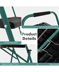 Folding 4-Step Ladder with Tool Tray Non-Slip Footpads and Pedals