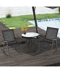 Folding Rocking Chair with Breathable Seat Fabric Set of 2