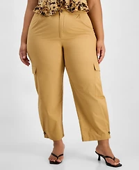 Bar Iii Trendy Plus High-Rise Cotton Utility Pants, Macy's Exclusive