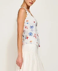 Line & Dot Women's Reeta Square-Neck Top Button-Front
