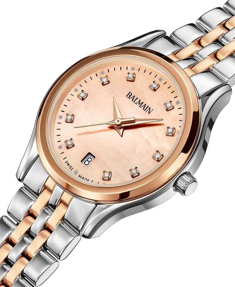 Balmain Women's Swiss Beleganza Diamond (1/20 ct. t.w.) Two-Tone Stainless Steel Bracelet Watch 28mm