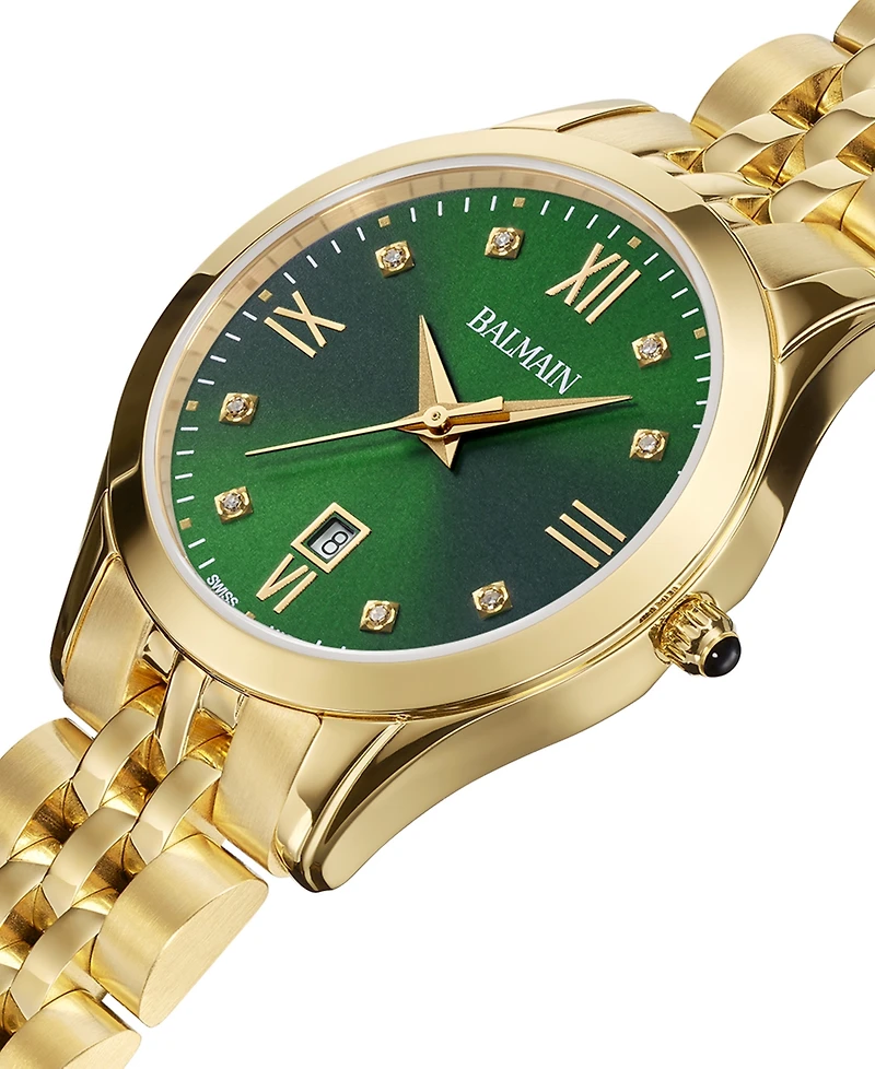 Balmain Women's Swiss Classic R Diamond Accent Gold Pvd Stainless Steel Bracelet Watch 30mm