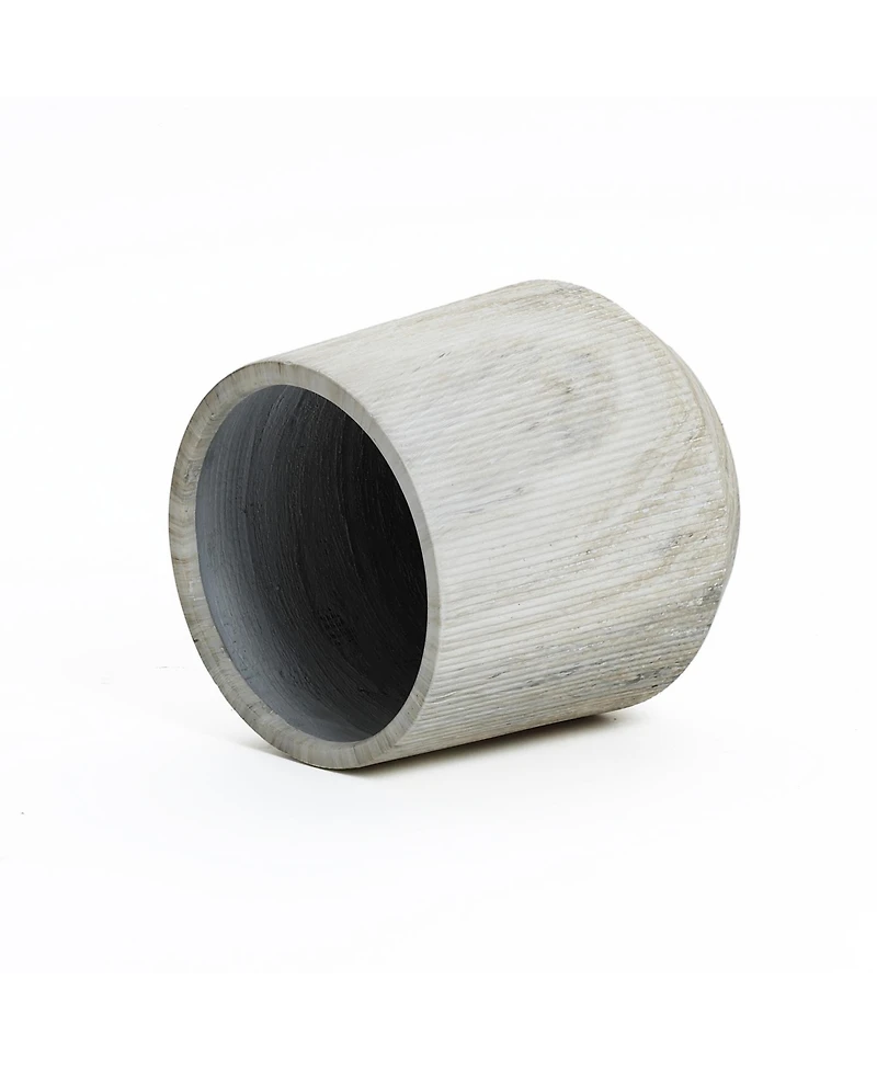 LuxenHome 2-Piece Marble Gray Ribbed Texture MgO Planter Set, Indoor and Outdoor