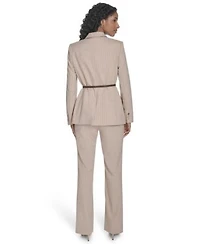 Calvin Klein Womens Belted Pinstripe Jacket Straight Leg Pants