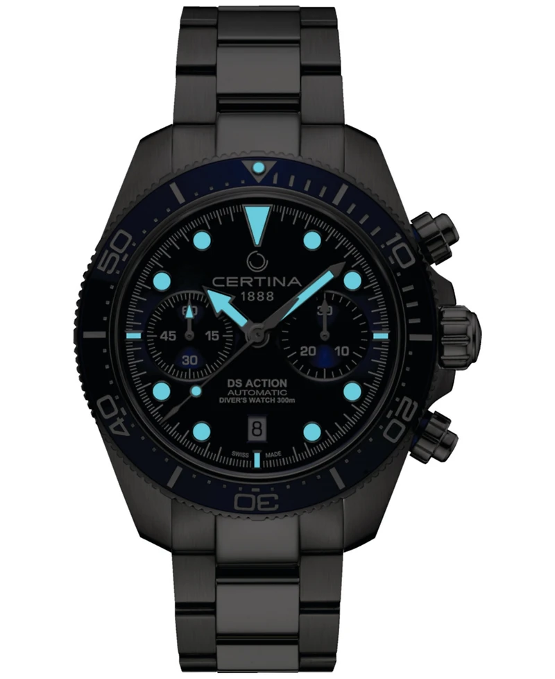 Certina Men's Swiss Automatic Chronograph Ds Action Stainless Steel Bracelet Watch 45mm