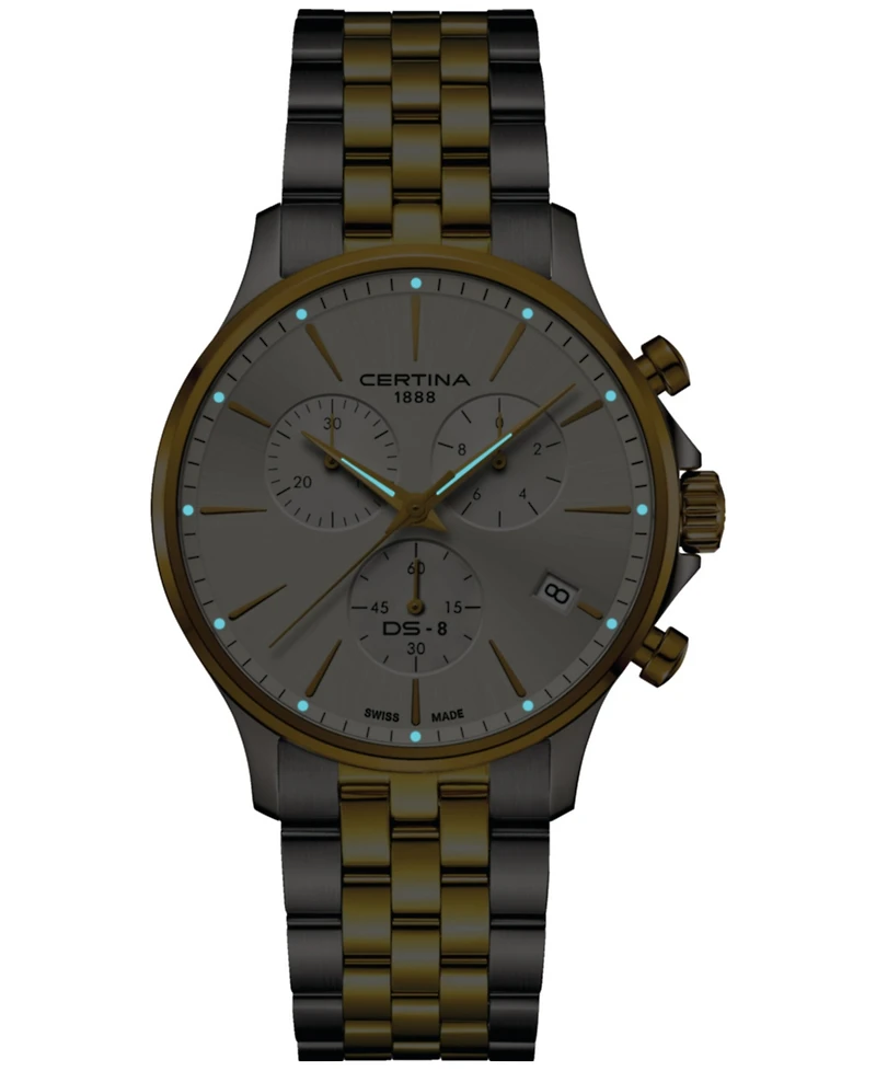 Certina Men's Swiss Chronograph Ds-8 Two-Tone Stainless Steel Bracelet Watch 41mm