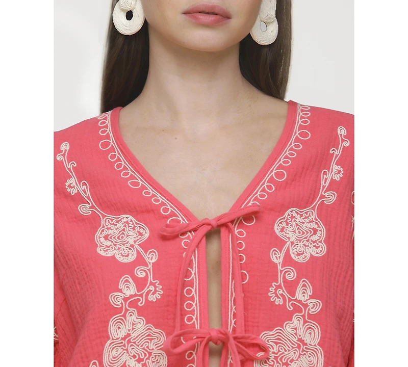 Avec Les Filles Women's Embroidered Peplum Jacket