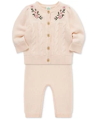 Little Me Baby Girls Floral Swag Cotton Sweater & Pants, 2 Piece Set
