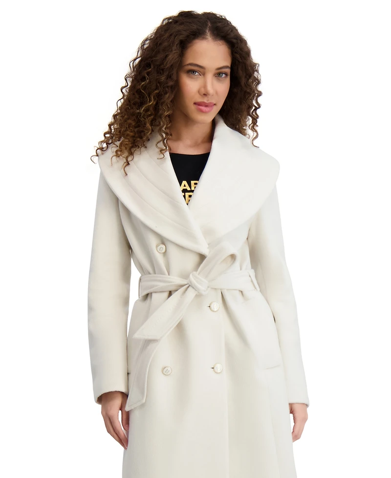 Karl Lagerfeld Paris Women's Double-Breasted Belted Coat
