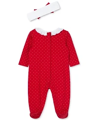 Little Me Baby Girls Dainty Trees Cotton Footed Coverall & Headband, 2 Piece Set