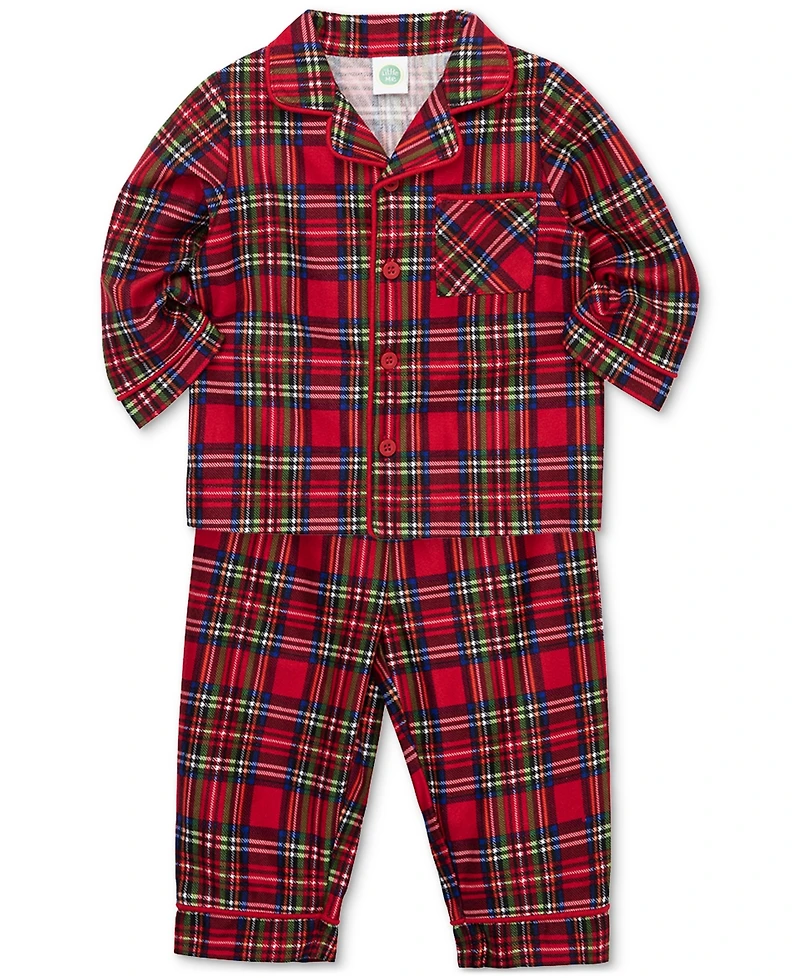 Little Me Baby Boys Plaid Coat-Style Pajama Top & Pants, 2 Piece Set