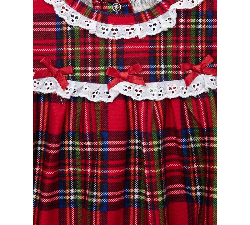 Little Me Baby Girls Plaid & Lace Top Pants, 2 Piece Set