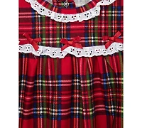 Little Me Baby Girls Plaid & Lace Top Pants, 2 Piece Set