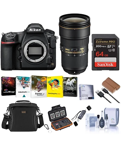 Nikon D850 Dslr Camera with Af-s Nikkor 24-70mm f/2.8E Ed Vr Lens, Bundle with 64GB Memory Card, EL15c Battery, Bag, Memory Card Case, Card Reader, So