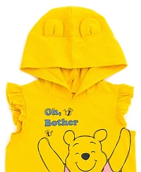 Winnie the Pooh Toddler Girls Disney Minnie Mouse Lilo & Stitch French Terry Tank Top Shirt Dolphin and Active Shorts to