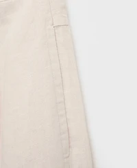 Mango Women's Tortoiseshell Button Linen Pants