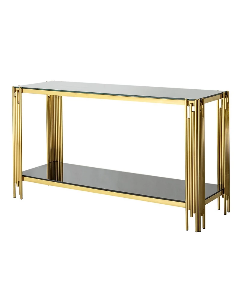 Streamdale Modern glass top mirror gold stainless steel console table for living room