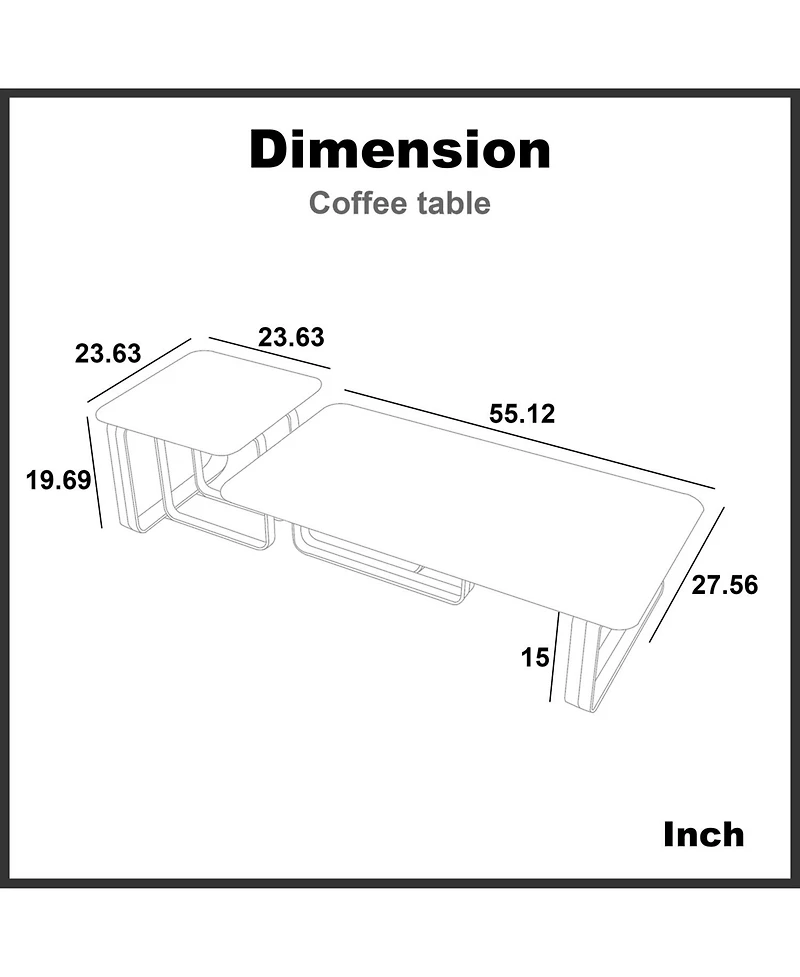 Streamdale Furniture Streamdale Rectangular End Table with Sintered Stone Top, Metal Frame for Living Room