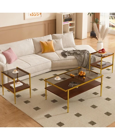 Streamdale Modern 3-Piece Glass Coffee and End Table Set