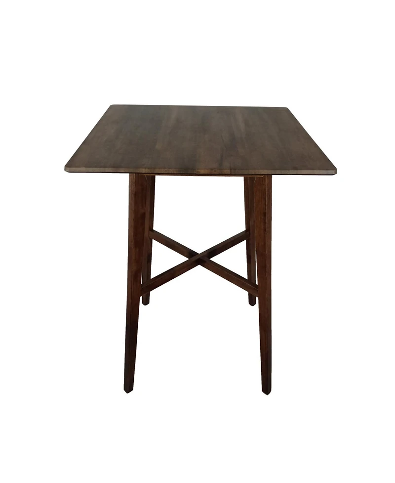 Streamdale Modern Bar Height 42" Dining Table, Rubberwood Legs and Laminate Table Top, Walnut Finish, Black