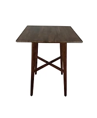 Streamdale Modern Bar Height 42" Dining Table, Rubberwood Legs and Laminate Table Top, Walnut Finish, Black
